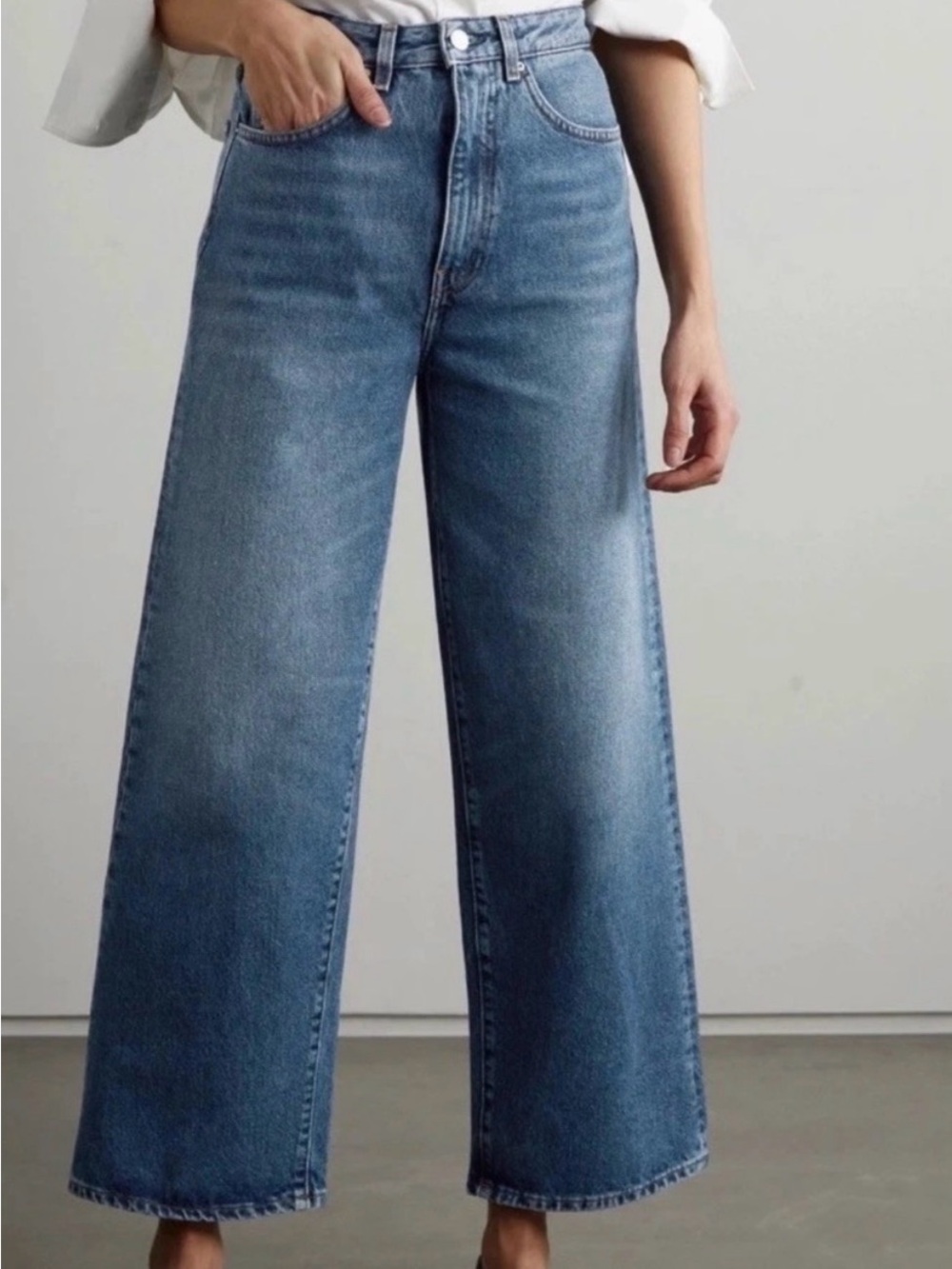 Toteme High-Rise Wide Leg Crop Women's Jeans - Blue